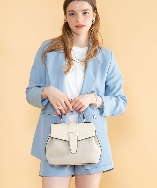 styiro(スタイロ)の「ベルトフラップ 2WAY ショルダーハンドバッグ /キャンバスミックス(ハンドバッグ・レディース・ライトピンク/アイボリー/キャメル/ブラック・FREE)」の22枚目の写真
