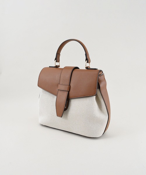 styiro(スタイロ)の「ベルトフラップ 2WAY ショルダーハンドバッグ /キャンバスミックス(ハンドバッグ・レディース・ライトピンク/アイボリー/キャメル/ブラック・FREE)」の19枚目の写真