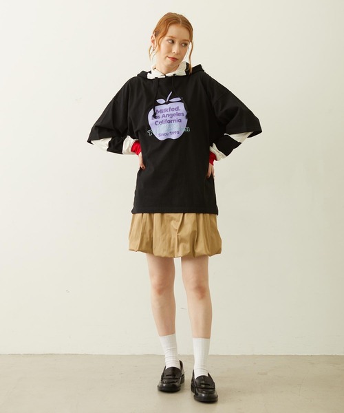 MILKFED.(ミルクフェド)の「CONTRAST RIB STRIPED HOODED TOP(Tシャツ/カットソー・レディース・ネイビー/イエロー/ブラック・ONE SIZE)」の11枚目の写真