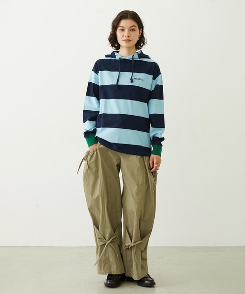 MILKFED.(ミルクフェド)の「CONTRAST RIB STRIPED HOODED TOP(Tシャツ/カットソー・レディース・ネイビー/イエロー/ブラック・ONE SIZE)」の20枚目の写真