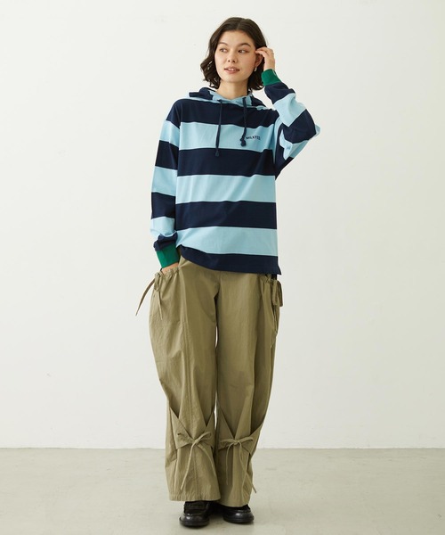 MILKFED.(ミルクフェド)の「CONTRAST RIB STRIPED HOODED TOP(Tシャツ/カットソー・レディース・ネイビー/イエロー/ブラック・ONE SIZE)」の21枚目の写真