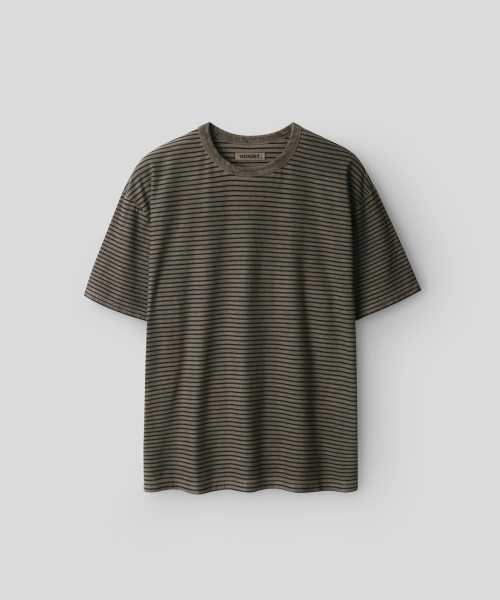 INDUST(インダスト)の「ピグメントウォッシュストライプ半袖Tシャツ_3COLOR(Tシャツ/カットソー・レディース・グレー/ベージュ/ブラウン・1(S)/2(M)/3(L))」の10枚目の写真