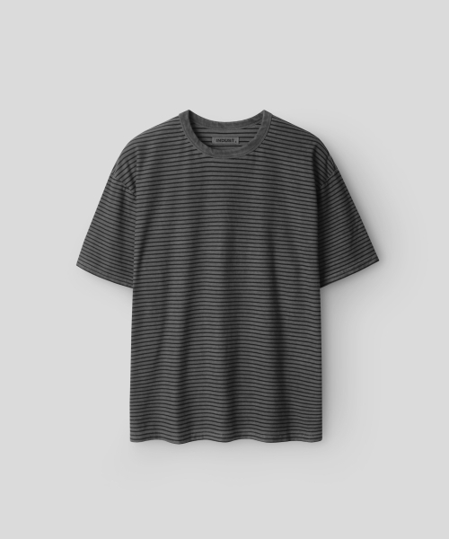INDUST(インダスト)の「ピグメントウォッシュストライプ半袖Tシャツ_3COLOR(Tシャツ/カットソー・レディース・グレー/ベージュ/ブラウン・1(S)/2(M)/3(L))」の11枚目の写真