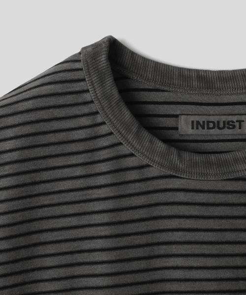 INDUST(インダスト)の「ピグメントウォッシュストライプ半袖Tシャツ_3COLOR(Tシャツ/カットソー・レディース・グレー/ベージュ/ブラウン・1(S)/2(M)/3(L))」の13枚目の写真