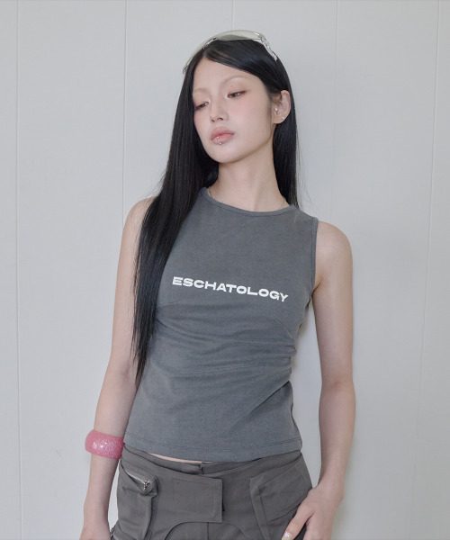 41PRAY（サイルプレイ）の「Dart Sleeveless / Charcoal（Tシャツ/カットソー・レディース・チャコールグレー・OS）」の6枚目の写真