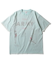 HOUSTON（ヒューストン）の「HOUSTON ピグメントプリントTシャツ(ARMY)（Tシャツ/カットソー）」