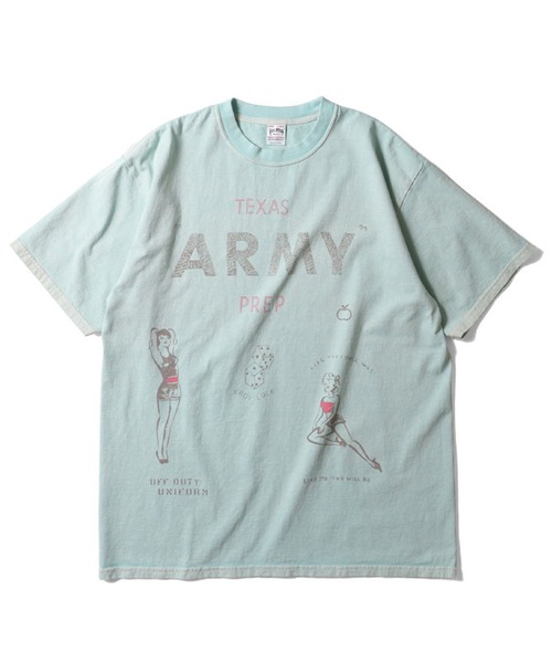 HOUSTON(ヒューストン)の「HOUSTON ピグメントプリントTシャツ(ARMY)(Tシャツ/カットソー・メンズ・ブラック/ターコイズブルー/ホワイト/マスタード・XX-LARGE/X-LARGE/LARGE/MEDIUM)」の3枚目の写真