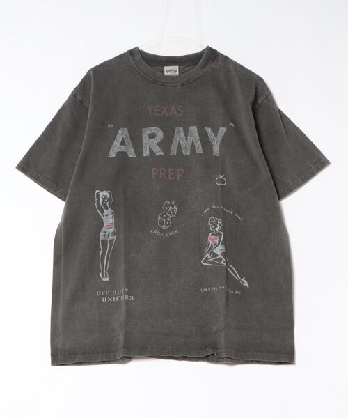 HOUSTON(ヒューストン)の「HOUSTON ピグメントプリントTシャツ(ARMY)(Tシャツ/カットソー・メンズ・ブラック/ターコイズブルー/ホワイト/マスタード・XX-LARGE/X-LARGE/LARGE/MEDIUM)」の7枚目の写真