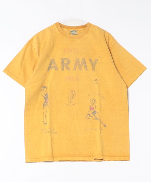 HOUSTON(ヒューストン)の「HOUSTON ピグメントプリントTシャツ(ARMY)(Tシャツ/カットソー・メンズ・ブラック/ターコイズブルー/ホワイト/マスタード・XX-LARGE/X-LARGE/LARGE/MEDIUM)」の12枚目の写真