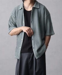 ストライプシアーレース 半袖 シャツカーディガン