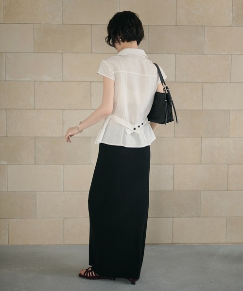 LAULEN（ローレン）の「multi button pleat peplum shirt /マルチボタンペプラムシャツ（シャツ/ブラウス・レディース・ベージュ/ホワイト・FREE）」の21枚目の写真
