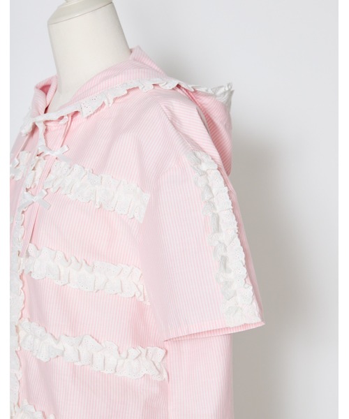 Lolime by mellfy memory(ロリミー バイ メルフィーメモリー)の「stripe frill hood shirts(シャツ/ブラウス・レディース・ピンク/ブルー・FREE)」の18枚目の写真