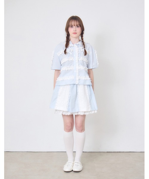 Lolime by mellfy memory(ロリミー バイ メルフィーメモリー)の「stripe frill hood shirts(シャツ/ブラウス・レディース・ピンク/ブルー・FREE)」の10枚目の写真