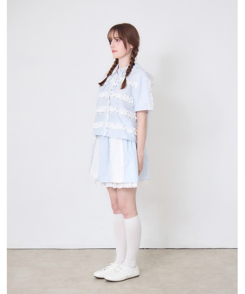 Lolime by mellfy memory(ロリミー バイ メルフィーメモリー)の「stripe frill hood shirts(シャツ/ブラウス・レディース・ピンク/ブルー・FREE)」の11枚目の写真