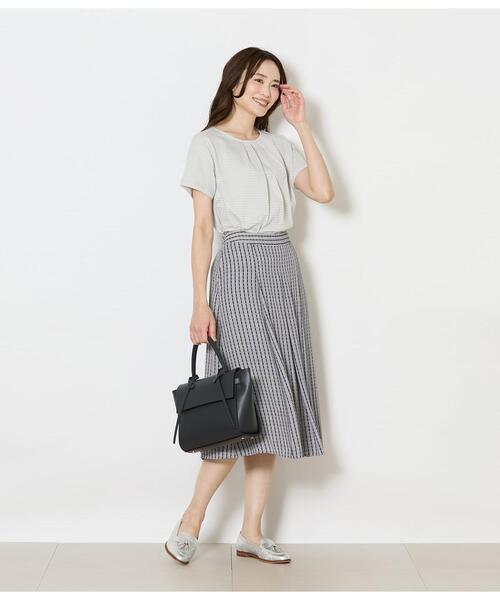 NEWYORKER(ニューヨーカー)の「【吸水速乾】格子サッカータックTシャツ(Tシャツ/カットソー・レディース・ライトグレー/ホワイト/サックスブルー・MEDIUM/LARGE)」の14枚目の写真