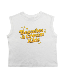 レタリング袖なしTシャツ-ホワイト
