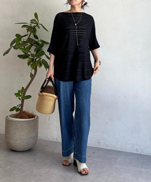 un dix cors(アンディコール)の「ネックレス付きシアーボーダープルオーバー(Tシャツ/カットソー・レディース・ブラック/ベージュ/オフホワイト・FREE)」の16枚目の写真