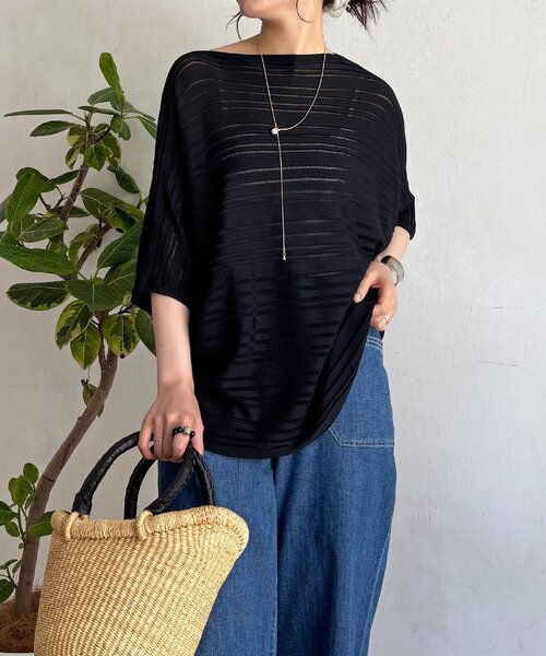 un dix cors(アンディコール)の「ネックレス付きシアーボーダープルオーバー(Tシャツ/カットソー・レディース・ブラック/ベージュ/オフホワイト・FREE)」の17枚目の写真
