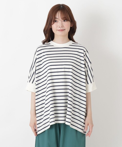 one'sterrace(ワンズテラス)の「コットンボーダー リブ袖プルオーバー(Tシャツ/カットソー・レディース・ブラック系8/アイボリー系8/ブルー系その他7・02)」の16枚目の写真