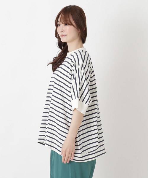 one'sterrace(ワンズテラス)の「コットンボーダー リブ袖プルオーバー(Tシャツ/カットソー・レディース・ブラック系8/アイボリー系8/ブルー系その他7・02)」の15枚目の写真