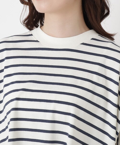 one'sterrace(ワンズテラス)の「コットンボーダー リブ袖プルオーバー(Tシャツ/カットソー・レディース・ブラック系8/アイボリー系8/ブルー系その他7・02)」の13枚目の写真