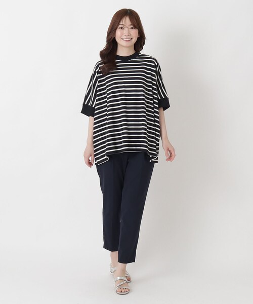 one'sterrace(ワンズテラス)の「コットンボーダー リブ袖プルオーバー(Tシャツ/カットソー・レディース・ブラック系8/アイボリー系8/ブルー系その他7・02)」の8枚目の写真