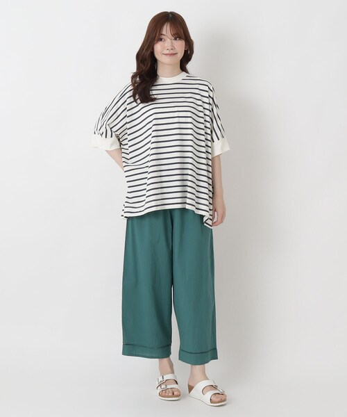 one'sterrace(ワンズテラス)の「コットンボーダー リブ袖プルオーバー(Tシャツ/カットソー・レディース・ブラック系8/アイボリー系8/ブルー系その他7・02)」の4枚目の写真
