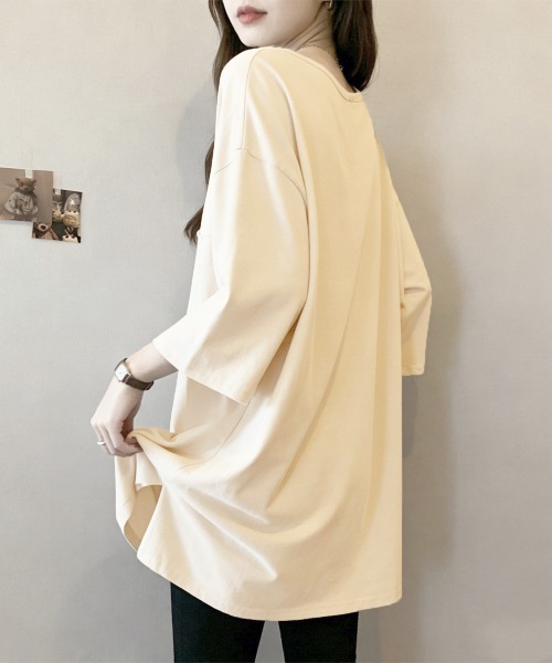 Miniministore(ミニミニストア)の「ゆったりチュニックTシャツヘンリーネック(Tシャツ/カットソー・レディース・ブラック/ベージュ/ホワイト/カーキブラウン・FREE)」の7枚目の写真