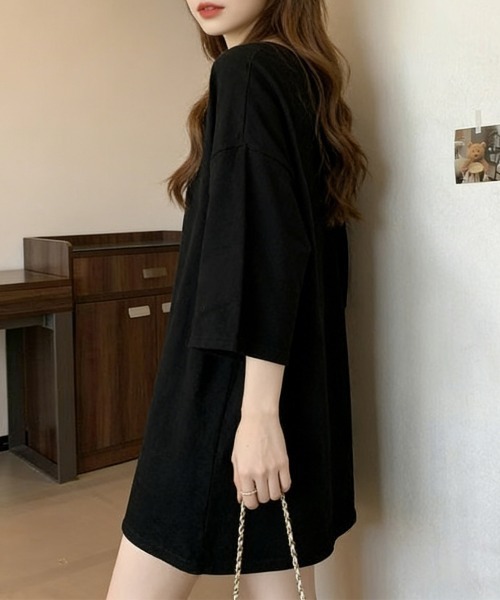 Miniministore(ミニミニストア)の「ゆったりチュニックTシャツヘンリーネック(Tシャツ/カットソー・レディース・ブラック/ベージュ/ホワイト/カーキブラウン・FREE)」の13枚目の写真