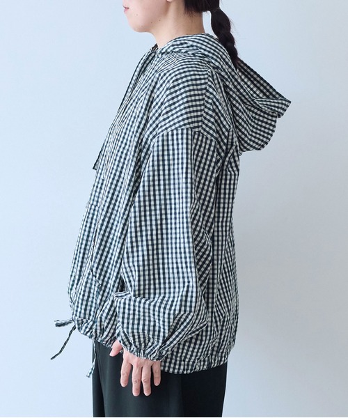 yuni（ユニ　）の「C/Cuギンガムhooded parka（シャツ/ブラウス・レディース・ブラック・FREE）」の9枚目の写真