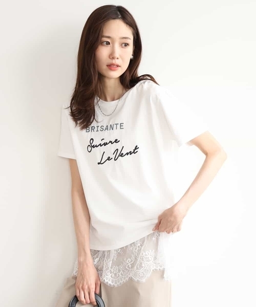 MK MICHEL KLEIN（エムケーミッシェルクラン）の「[UVカット/接触冷感/洗える]デザインロゴTシャツ（Tシャツ/カットソー・レディース・ネイビー/ホワイト・38）」の2枚目の写真