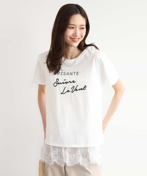 MK MICHEL KLEIN（エムケーミッシェルクラン）の「[UVカット/接触冷感/洗える]デザインロゴTシャツ（Tシャツ/カットソー・レディース・ネイビー/ホワイト・38）」の4枚目の写真