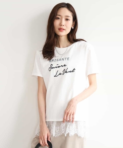 MK MICHEL KLEIN（エムケーミッシェルクラン）の「[UVカット/接触冷感/洗える]デザインロゴTシャツ（Tシャツ/カットソー・レディース・ネイビー/ホワイト・38）」の5枚目の写真