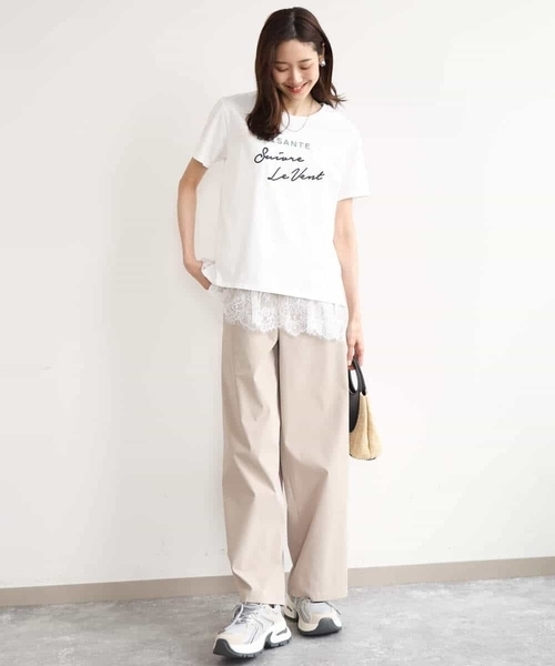 MK MICHEL KLEIN（エムケーミッシェルクラン）の「[UVカット/接触冷感/洗える]デザインロゴTシャツ（Tシャツ/カットソー・レディース・ネイビー/ホワイト・38）」の6枚目の写真
