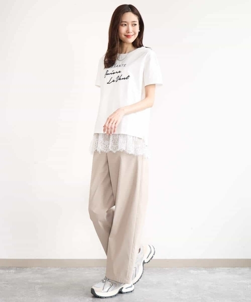 MK MICHEL KLEIN（エムケーミッシェルクラン）の「[UVカット/接触冷感/洗える]デザインロゴTシャツ（Tシャツ/カットソー・レディース・ネイビー/ホワイト・38）」の8枚目の写真