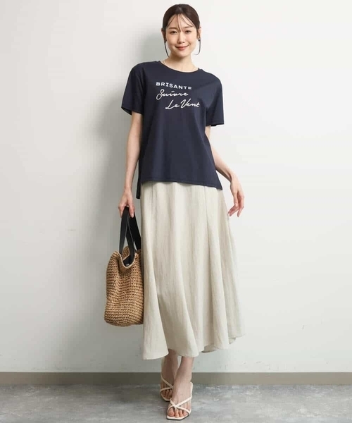 MK MICHEL KLEIN（エムケーミッシェルクラン）の「[UVカット/接触冷感/洗える]デザインロゴTシャツ（Tシャツ/カットソー・レディース・ネイビー/ホワイト・38）」の11枚目の写真