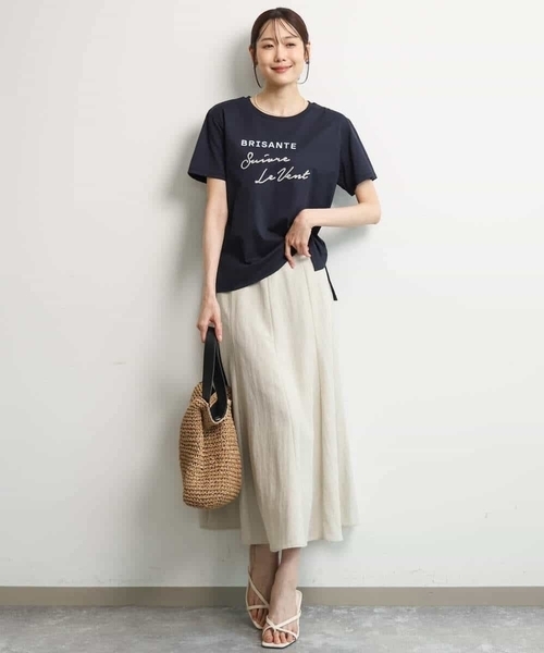 MK MICHEL KLEIN（エムケーミッシェルクラン）の「[UVカット/接触冷感/洗える]デザインロゴTシャツ（Tシャツ/カットソー・レディース・ネイビー/ホワイト・38）」の12枚目の写真