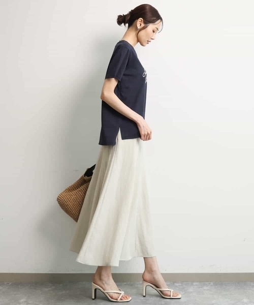 MK MICHEL KLEIN（エムケーミッシェルクラン）の「[UVカット/接触冷感/洗える]デザインロゴTシャツ（Tシャツ/カットソー・レディース・ネイビー/ホワイト・38）」の13枚目の写真