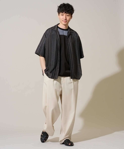 a.v.v（アーヴェヴェ）の「【洗濯機で洗える】ストライプドルマンキリカエカットソー（Tシャツ/カットソー・メンズ・ブラック/ホワイト・50/48/46）」の15枚目の写真
