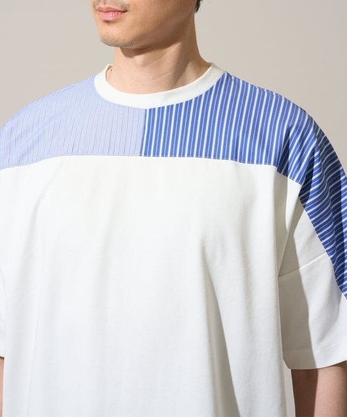 a.v.v（アーヴェヴェ）の「【洗濯機で洗える】ストライプドルマンキリカエカットソー（Tシャツ/カットソー・メンズ・ブラック/ホワイト・50/48/46）」の6枚目の写真