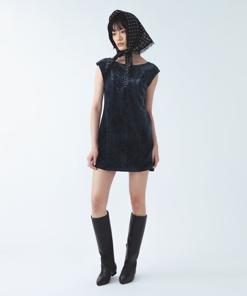 Ray BEAMS(レイビームス)の「クラシック ベロア ミニ ワンピース(ワンピース・レディース・ネイビー/ブラック・0/1)」の8枚目の写真