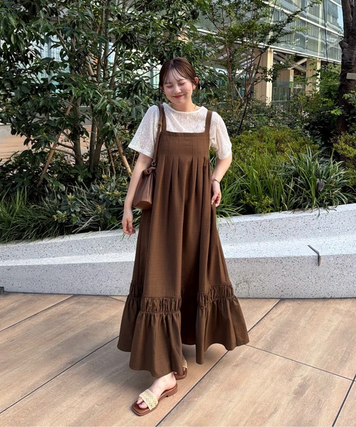 OLUN(オルン)の「nuance sheer half sleeve tops/ハーフスリーブニュアンスシアートップス(Tシャツ/カットソー・レディース・ベージュ/アイボリー・FREE)」の7枚目の写真