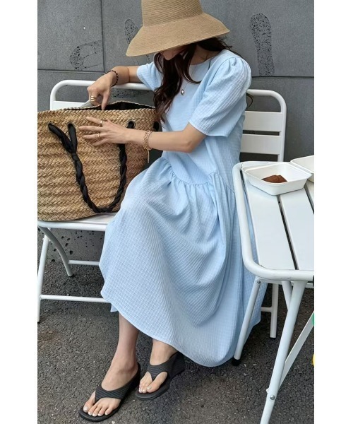 FAVORITO（ファヴォリート）の「エンボス半袖ワンピース（ワンピース・レディース・ピンク/ブルー/ブラック/ホワイト・F）」の13枚目の写真