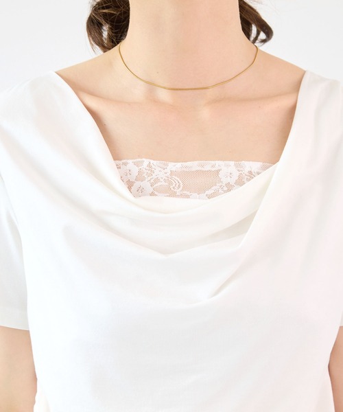 Futier land(フューティアランド)の「【接触冷感】レース見えドレープ半袖トップス(Tシャツ/カットソー・レディース・ミント/ブラック/ホワイト/モカ・FREE)」の14枚目の写真