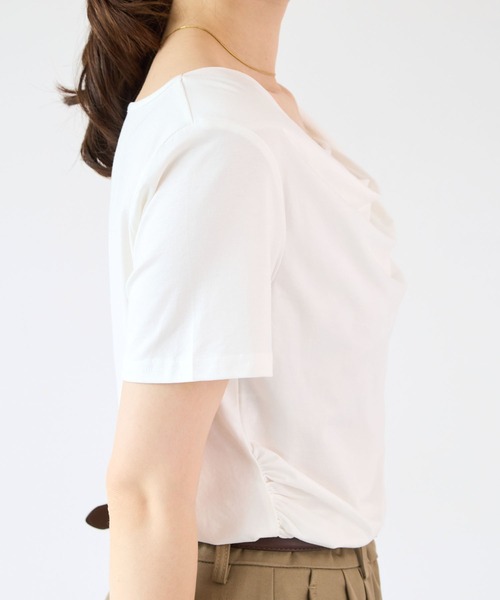 Futier land(フューティアランド)の「【接触冷感】レース見えドレープ半袖トップス(Tシャツ/カットソー・レディース・ミント/ブラック/ホワイト/モカ・FREE)」の15枚目の写真