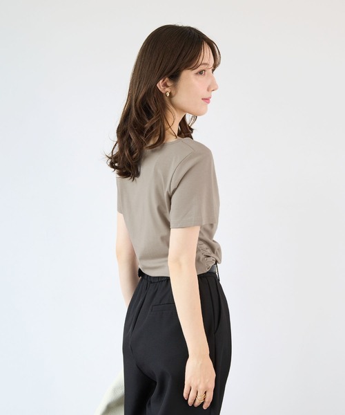 Futier land(フューティアランド)の「【接触冷感】レース見えドレープ半袖トップス(Tシャツ/カットソー・レディース・ミント/ブラック/ホワイト/モカ・FREE)」の19枚目の写真