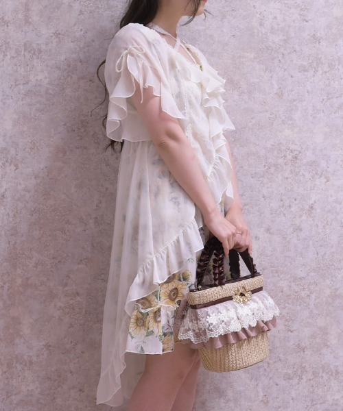 axes femme(アクシーズファム)の「フィッシュテール楊柳ガウン(カーディガン/ボレロ・レディース・サックスブルー/ピンク/キナリ・FREE)」の17枚目の写真