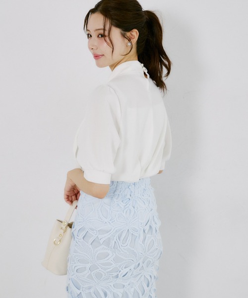 tocco closet（トッコ　クローゼット）の「【ZOZO限定】カットジョーゼットタイブラウス（シャツ/ブラウス・レディース・ブルーグリーン/オフホワイト・M）」の8枚目の写真