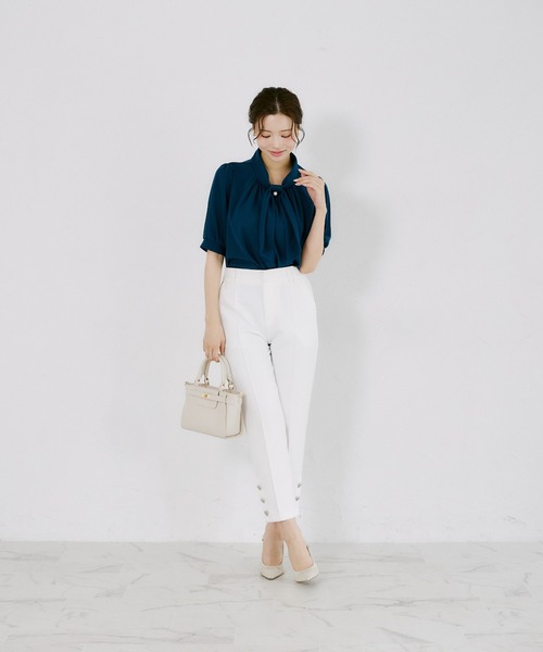 tocco closet（トッコ　クローゼット）の「【ZOZO限定】カットジョーゼットタイブラウス（シャツ/ブラウス・レディース・ブルーグリーン/オフホワイト・M）」の9枚目の写真