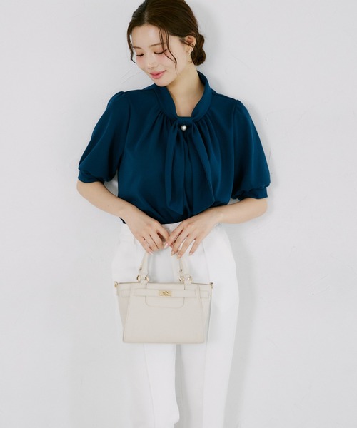 tocco closet（トッコ　クローゼット）の「【ZOZO限定】カットジョーゼットタイブラウス（シャツ/ブラウス・レディース・ブルーグリーン/オフホワイト・M）」の10枚目の写真